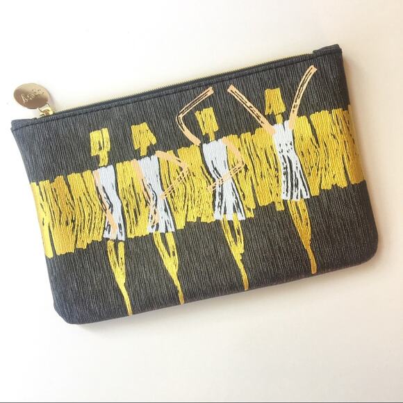 IPSY • Grey + Yellow Gold Woman Figure Lady Cosmetic Makeup Bag - Picture 1 of 2